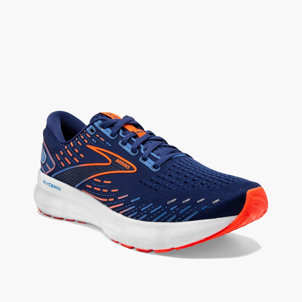 Chaussures Running Route Brooks Glycerin 20: Road Bleu Noir Homme | YRF-9068006